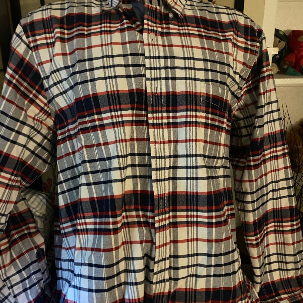 Club Room Men's Plaid Shirt Jacket in White, Navy & Red